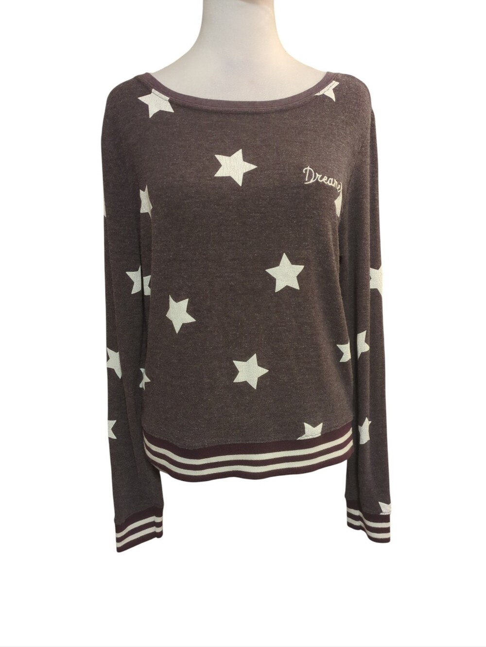 Star Print 'Dreamy' Maroon Long Sleeve Pullover